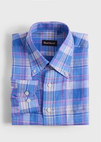 Paul Stuart Linen Multicolor Plaid Sport Shirt, thumbnail 1