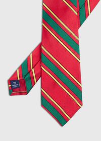 Paul Stuart Green Deco Stripe Silk Skinny Tie, thumbnail 1