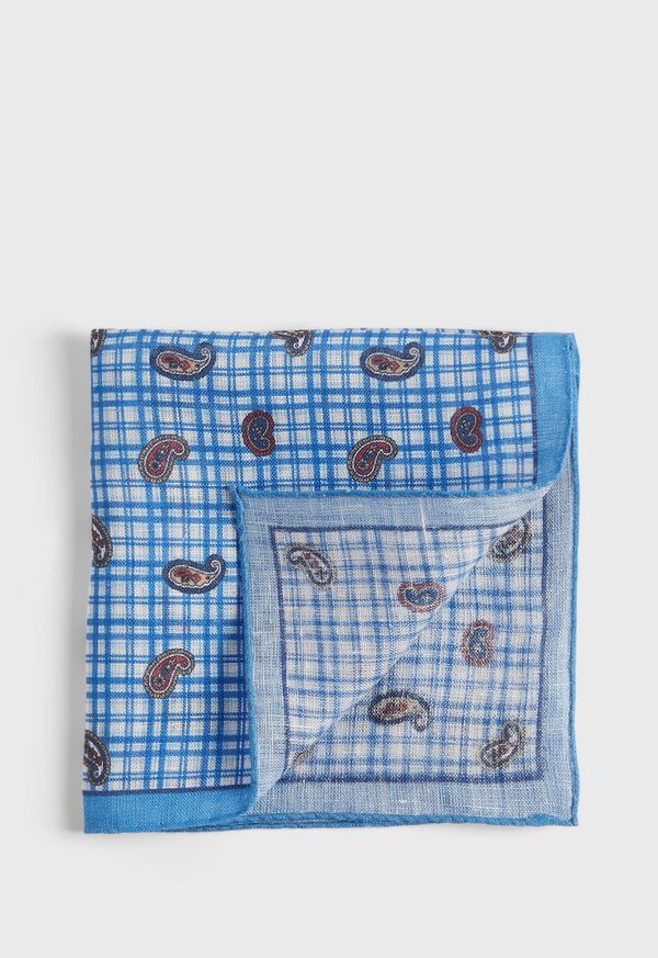 Paul Stuart Graph Check and Tossed Pine Pocket Square, image 1