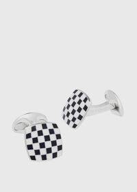 Paul Stuart Black & White Checkered Cufflinks, thumbnail 1
