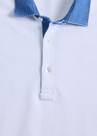 Paul Stuart Cotton Pique Polo with Denim Collar, thumbnail 2