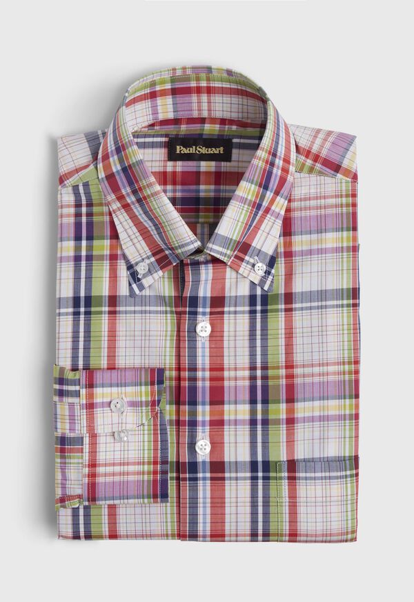 Paul Stuart Cotton Multi Color Plaid Sport Shirt, image 1