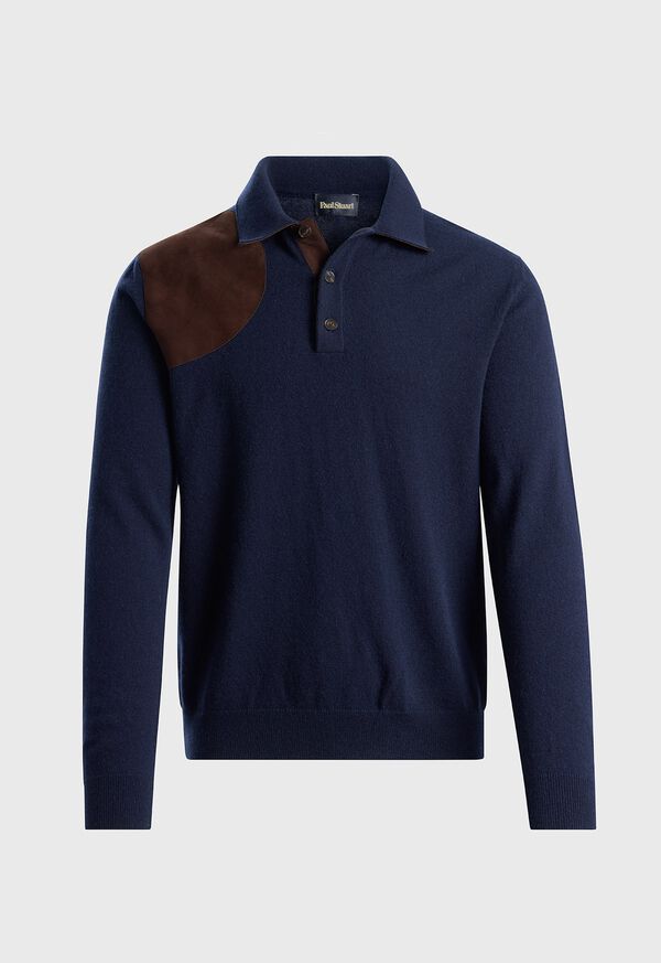 Paul Stuart Cashmere Polo with Suede Trim, image 1