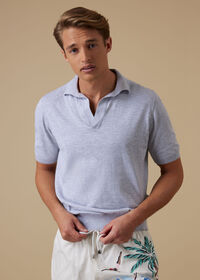 Paul Stuart Cotton Knit Johnny Collar Short Sleeve Shirt, thumbnail 5