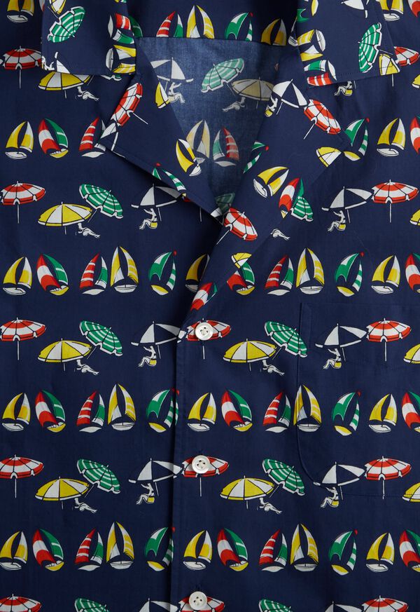 Paul Stuart Printed Cotton Camp Collar Shirt, image 2