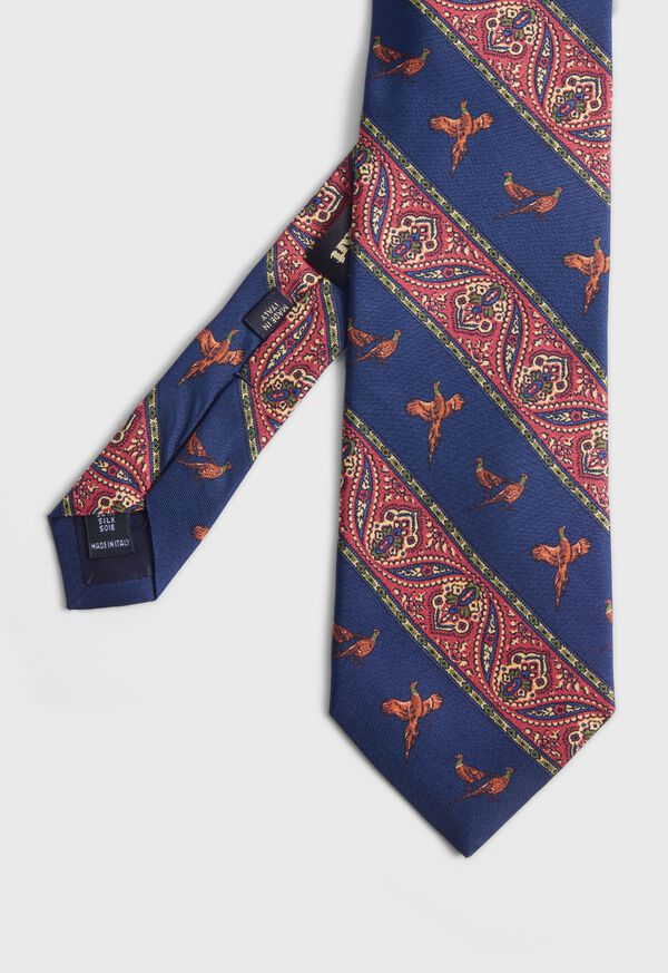Paul Stuart Deco Stripe and Bird Print Tie