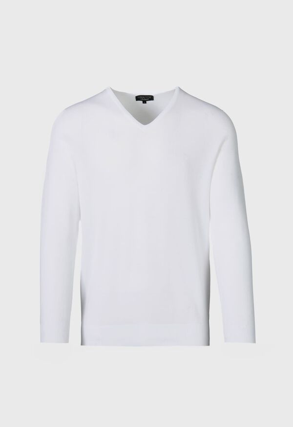 Paul Stuart Cotton Piqué V-Neck Sweater, image 1