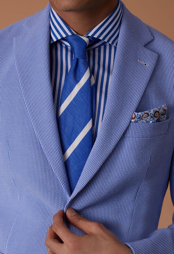 Paul Stuart Printed Silk & Linen Stripe Tie, image 2