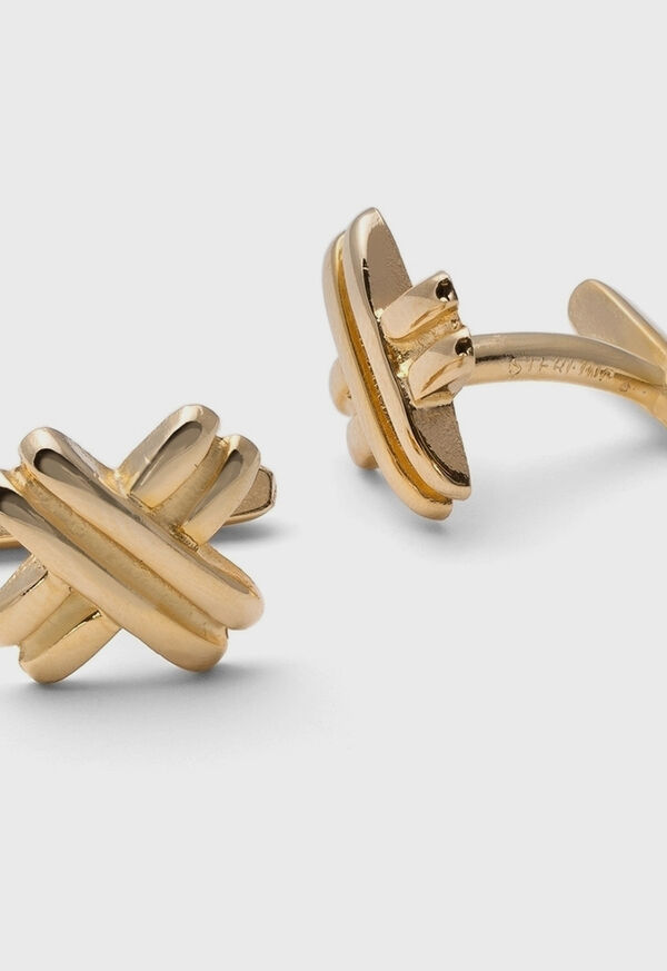 Paul Stuart Gold Vermeil "X" Cufflinks, image 1