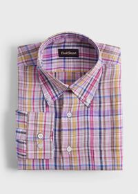 Paul Stuart Linen Multicolor Plaid Sport Shirt, thumbnail 1