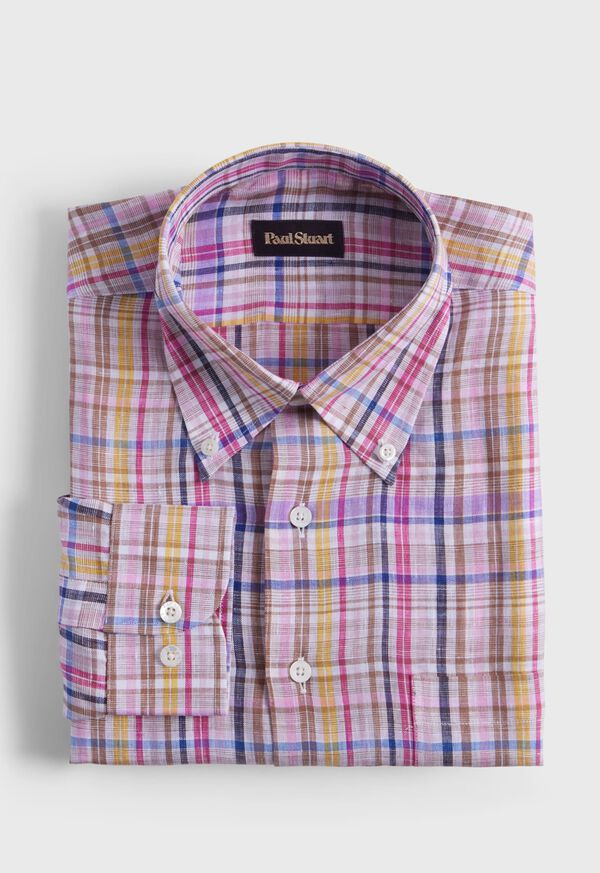 Paul Stuart Linen Multicolor Plaid Sport Shirt, image 1