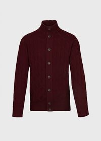Paul Stuart Wool and Cashmere Blend All Over Cable Button Front Cardigan, thumbnail 1
