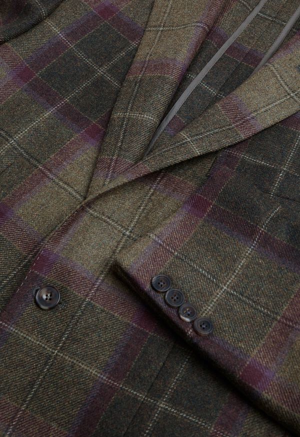 Paul Stuart Olive and Burgundy Plaid Wool Sport Jacket, image 3
