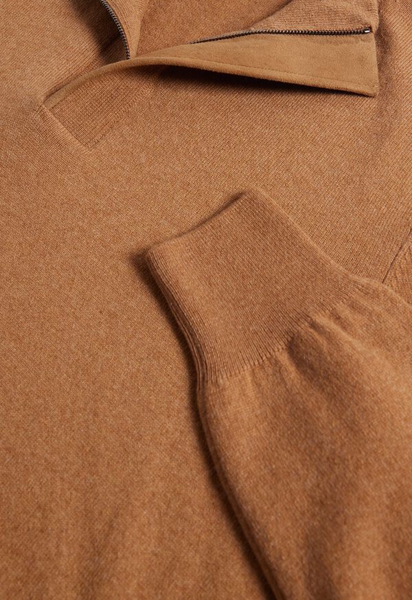 Paul Stuart Cashmere Quarter Zip with Suede Trim, image 2