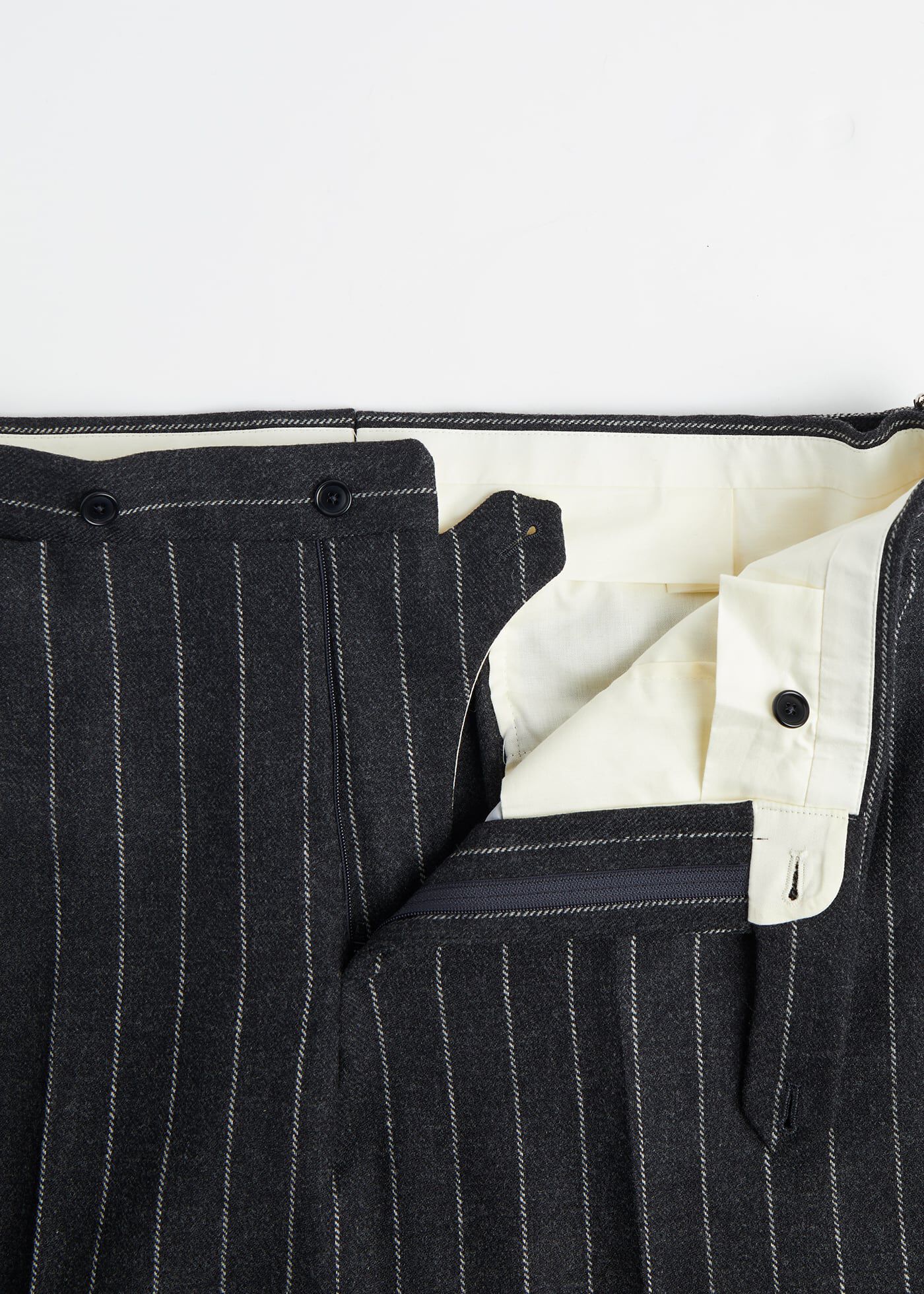 スーツ 19ss \" LITTLEBIG \" Chalk Stripe Setup 2 Two-Piece Dark Grey Chalk Stripe Flannel Suit – Anthony Sinclair
