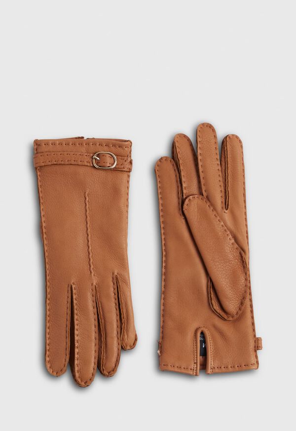 Paul Stuart Leather Gloves with Belt and Contrast Stitching, image 1