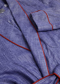 Paul Stuart Blue Chambray with Red Piping Robe, thumbnail 2