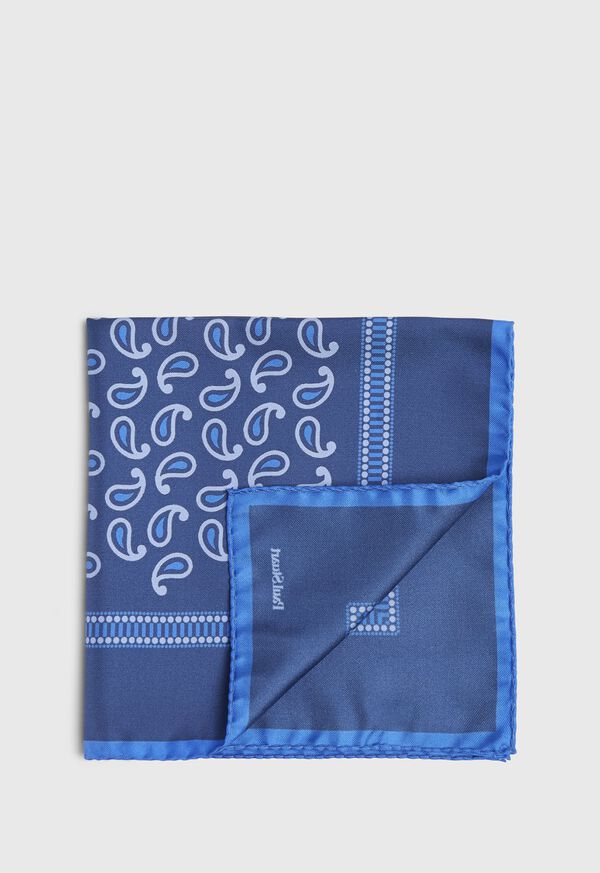 Paul Stuart Tossed Pine Dotted Border Pocket Square, image 1
