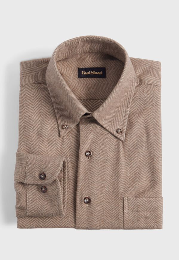 Paul Stuart Cotton Flannel Herringbone Sport Shirt, image 1