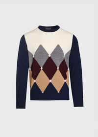 Paul Stuart Diamond Intarsia Cashmere Crewneck, thumbnail 1