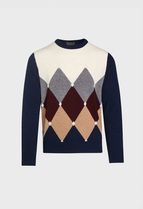 Paul Stuart Diamond Intarsia Cashmere Crewneck, image 1