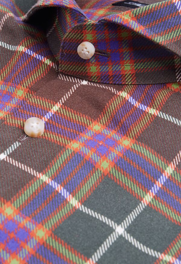 Paul Stuart Cotton Printed Plaid Sport Shirt, image 2