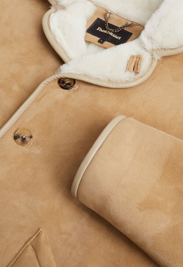 Paul Stuart Ironed Camel Shearling Coat, image 2