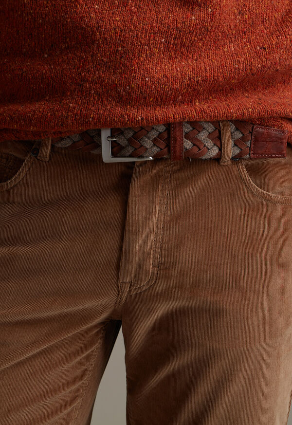 Paul Stuart Cloth and Suede Woven Braided Belt with Crocodile Tabs, image 2