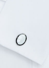 Paul Stuart Double Oval Sterling Silver and Enamel Cufflinks, thumbnail 2