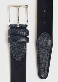 Paul Stuart Nubuck Belt With Matte Alligator Tipping, thumbnail 2