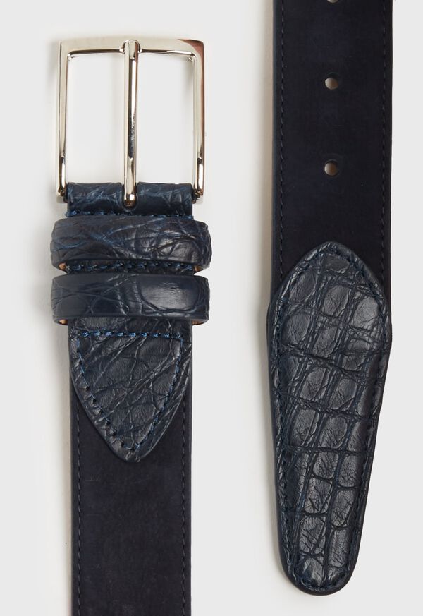 Paul Stuart Nubuck Belt With Matte Alligator Tipping, image 2