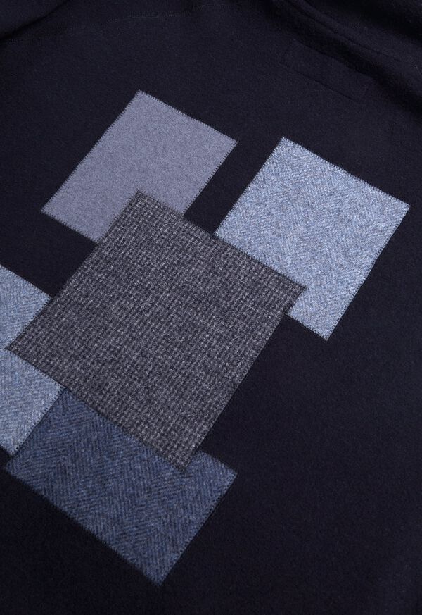 Paul Stuart Navy Tonal Patchwork Hoodie, image 4