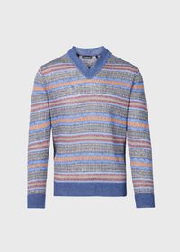 Paul Stuart Linen Fair Isle V-neck Sweater, thumbnail 1