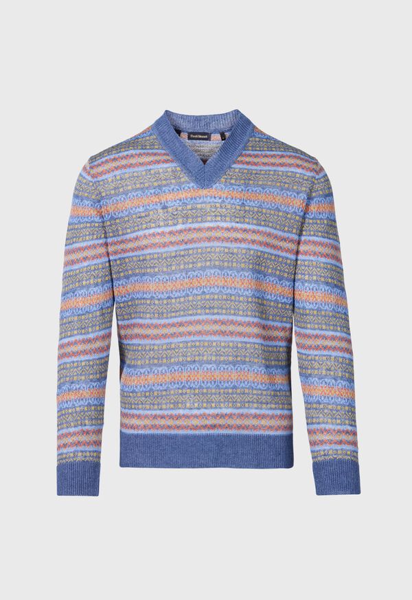 Paul Stuart Linen Fair Isle V-neck Sweater