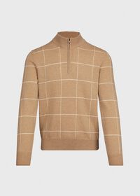 Paul Stuart 1/4 Cashmere Zip Windowpane Sweater, thumbnail 1