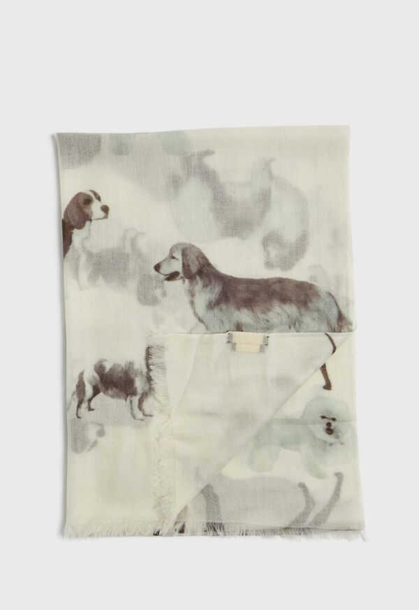 Paul Stuart Dog Print Cashmere Scarf, image 1