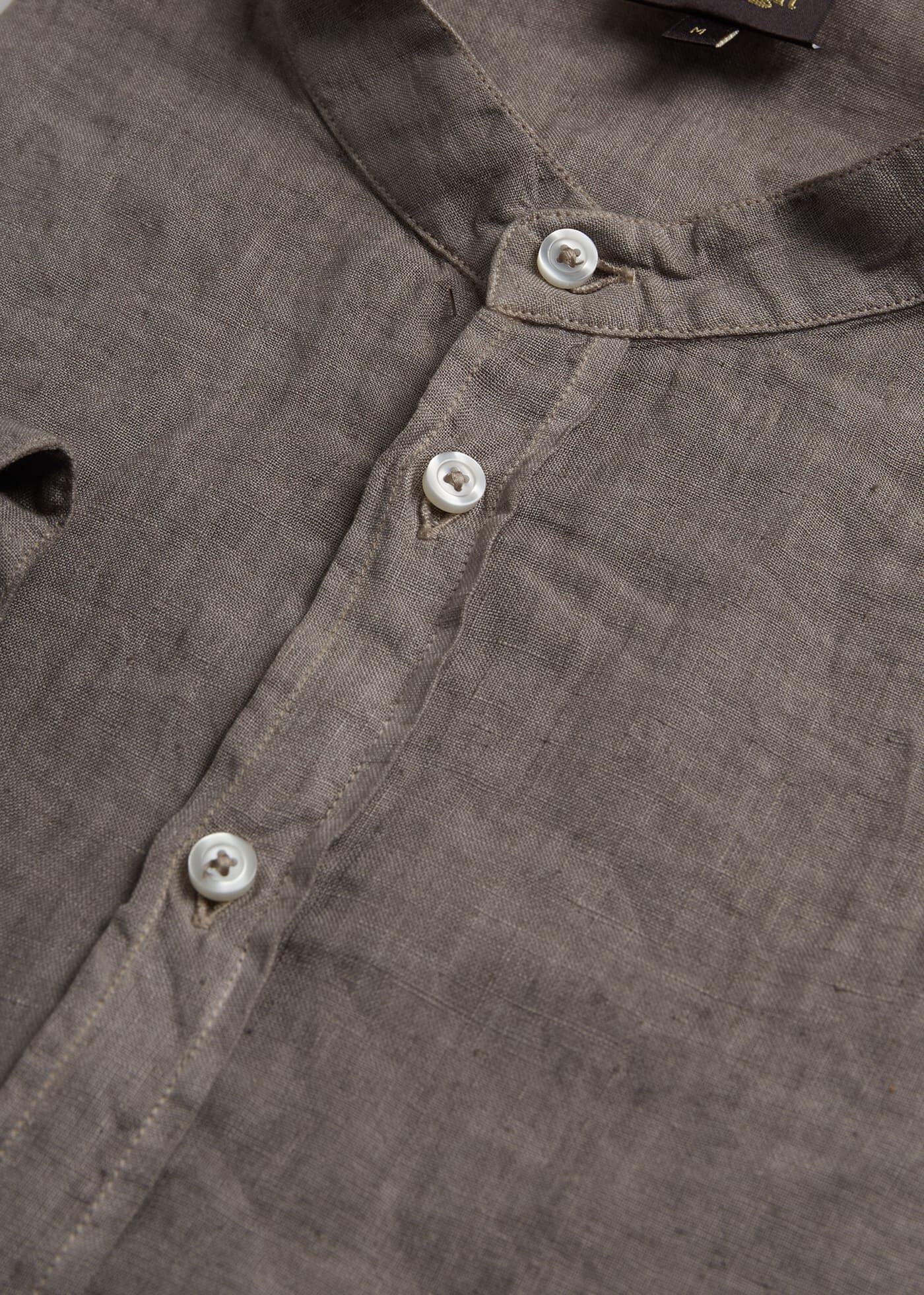 Band Collar Washed Linen Shirt