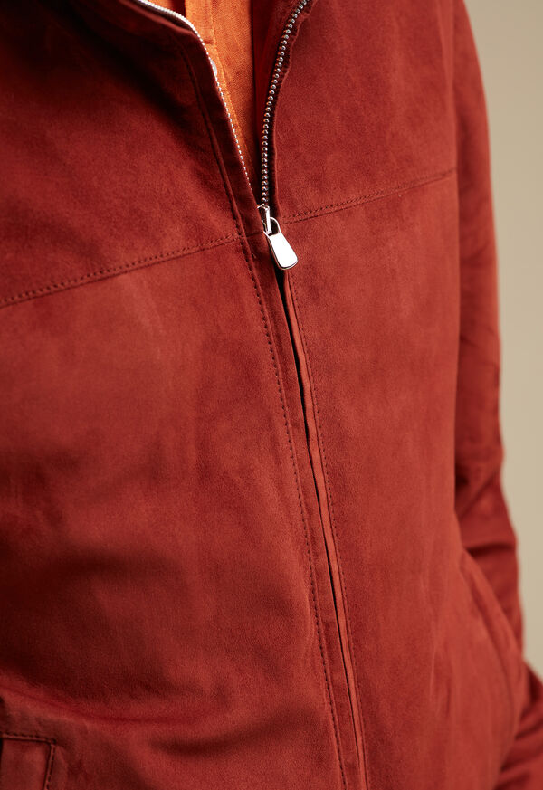 Paul Stuart Suede Bomber Jacket with Knit Trim, image 4
