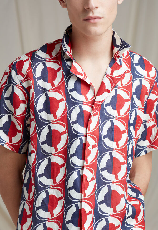 Paul Stuart Linen Buoy Print Shirt, image 4
