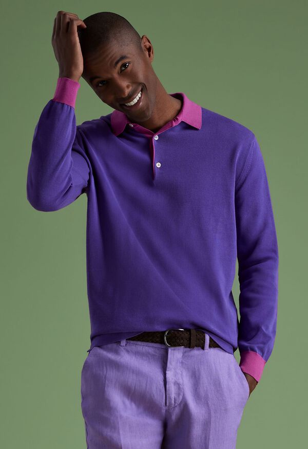 Paul Stuart Cotton Long Sleeve Polo, image 2