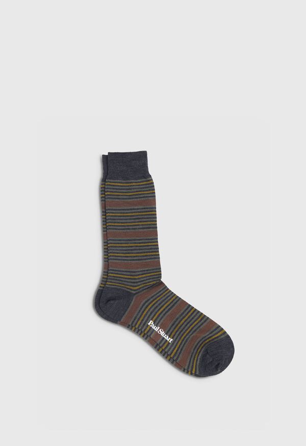 Paul Stuart Wool Blend Multi Stripe Crew Sock, image 1