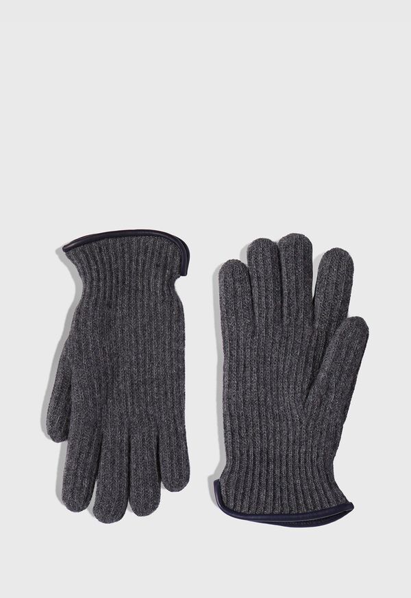 Paul Stuart Cashmere Ribbed Glove with Leather Trim Cuff, image 1