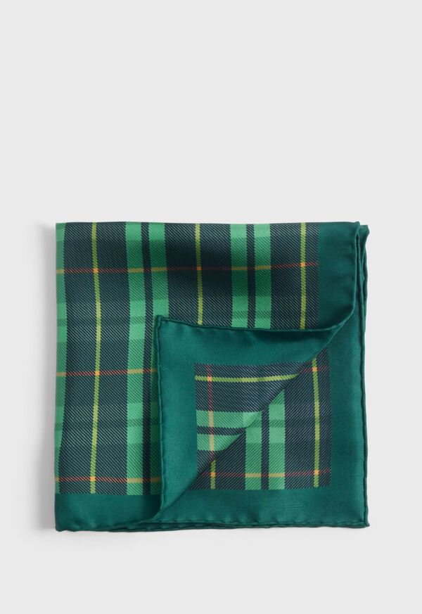 Paul Stuart Silk Plaid Print Pocket Square, image 1