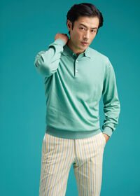 Paul Stuart Long Sleeve Cotton Polo Shirt, thumbnail 2