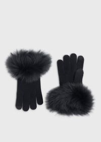 Paul Stuart Knit Fur-Trim Gloves, thumbnail 1