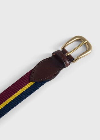 Paul Stuart Striped Belt with Leather Trim