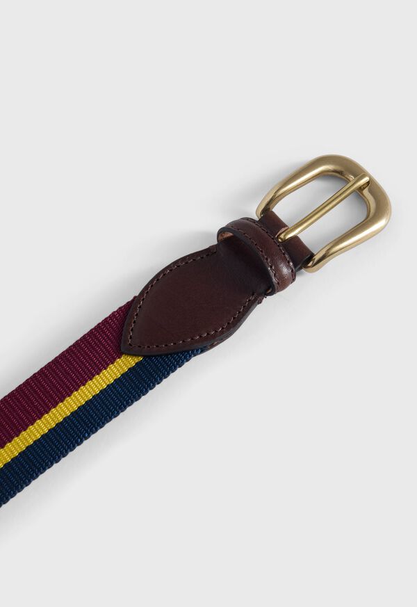 Paul Stuart Striped Belt with Leather Trim, image 2