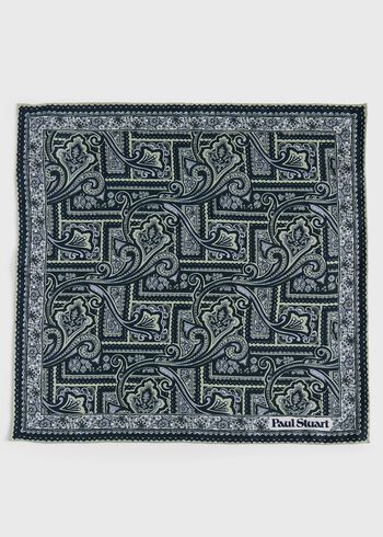 Paul Stuart Printed Silk Paisley Pocket Square