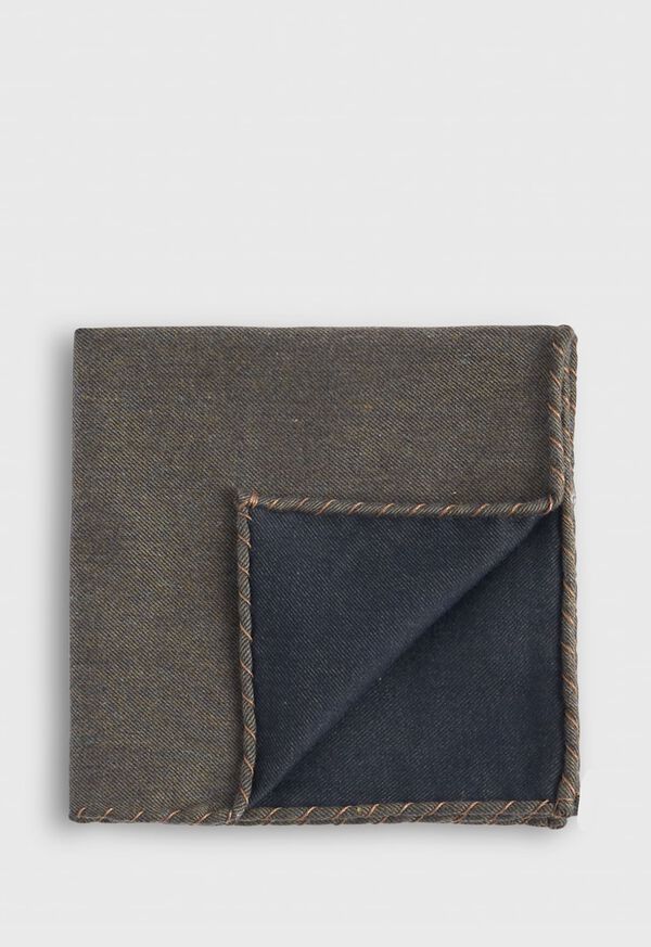Paul Stuart Solid Pocket Square with Contrast Border Stitch, image 1