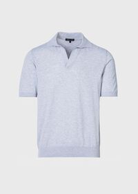 Paul Stuart Cotton Knit Johnny Collar Short Sleeve Shirt, thumbnail 3